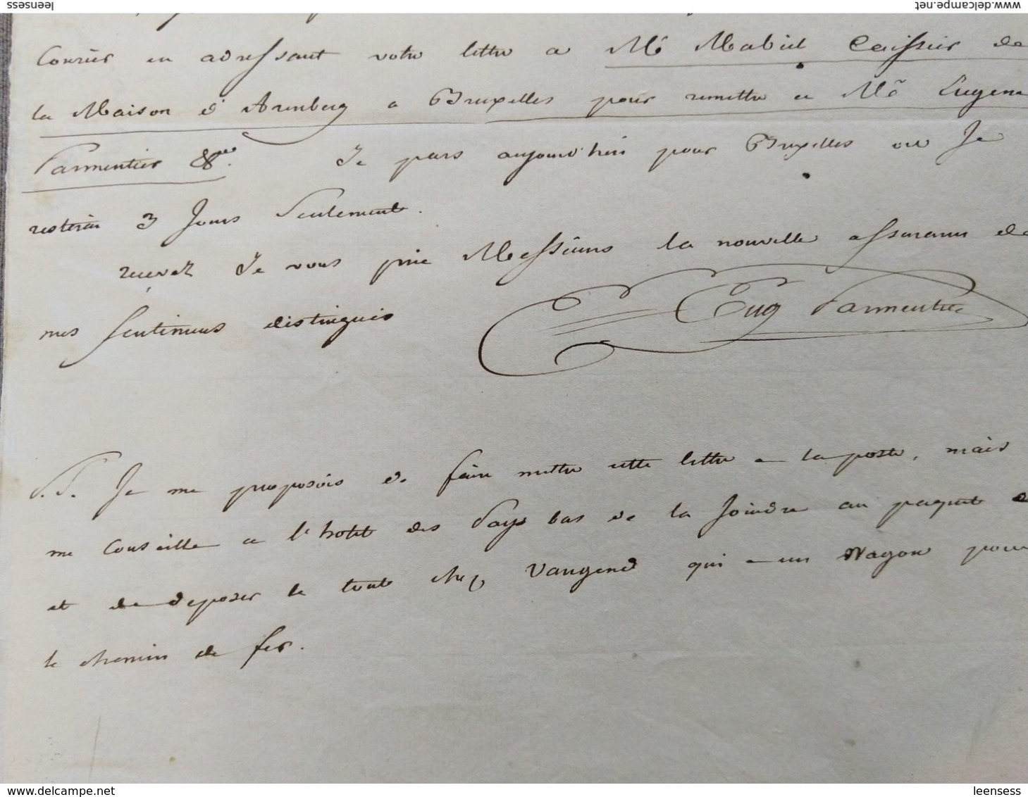 Twee Brieven Aan Notaris Leirens Te Wetteren, 1839. - Manuscrits