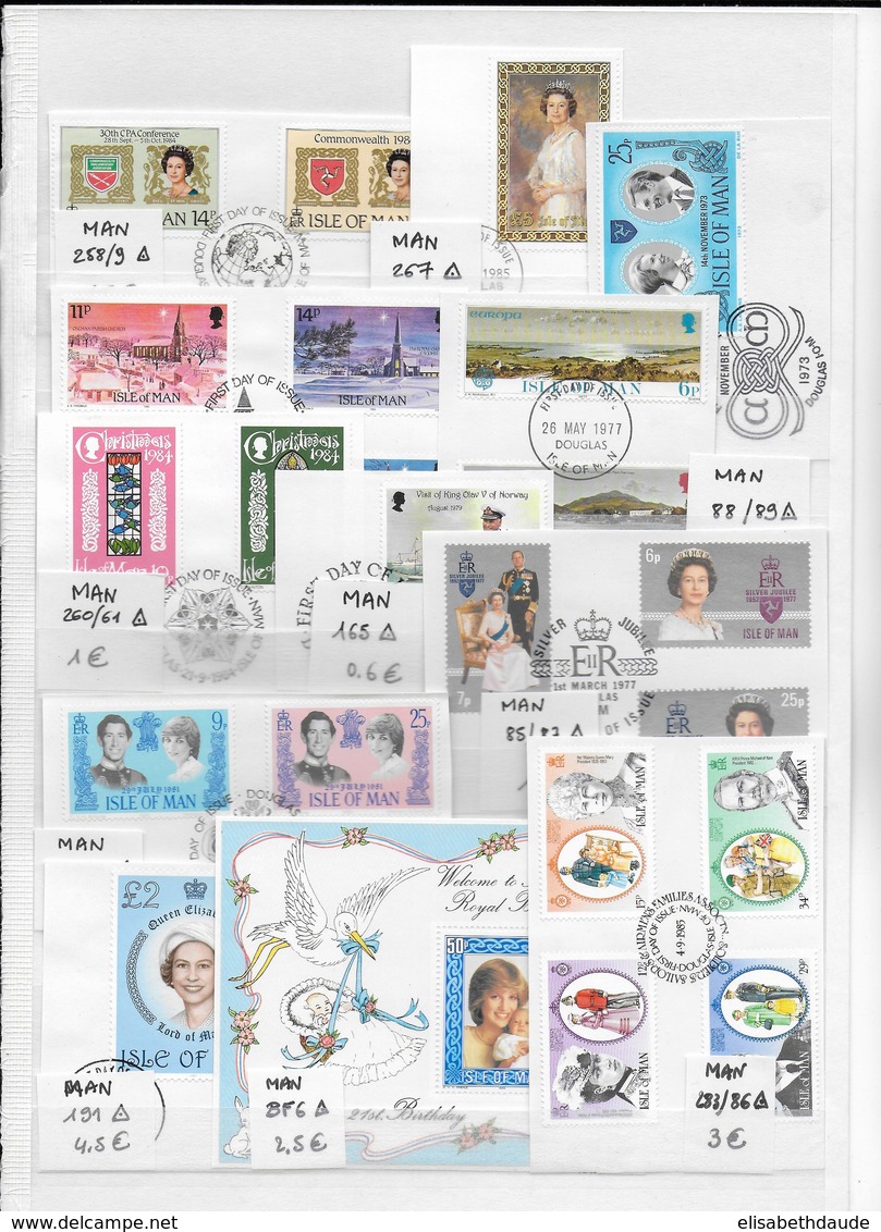 MAN - SUPERBE COLLECTION 5 PAGES FRAGMENTS AVEC OBLITERATION FDC - FORTE COTE CATALOGUE ! - Isle Of Man