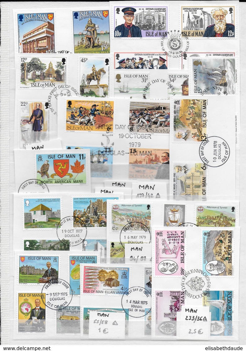 MAN - SUPERBE COLLECTION 5 PAGES FRAGMENTS AVEC OBLITERATION FDC - FORTE COTE CATALOGUE ! - Isle Of Man