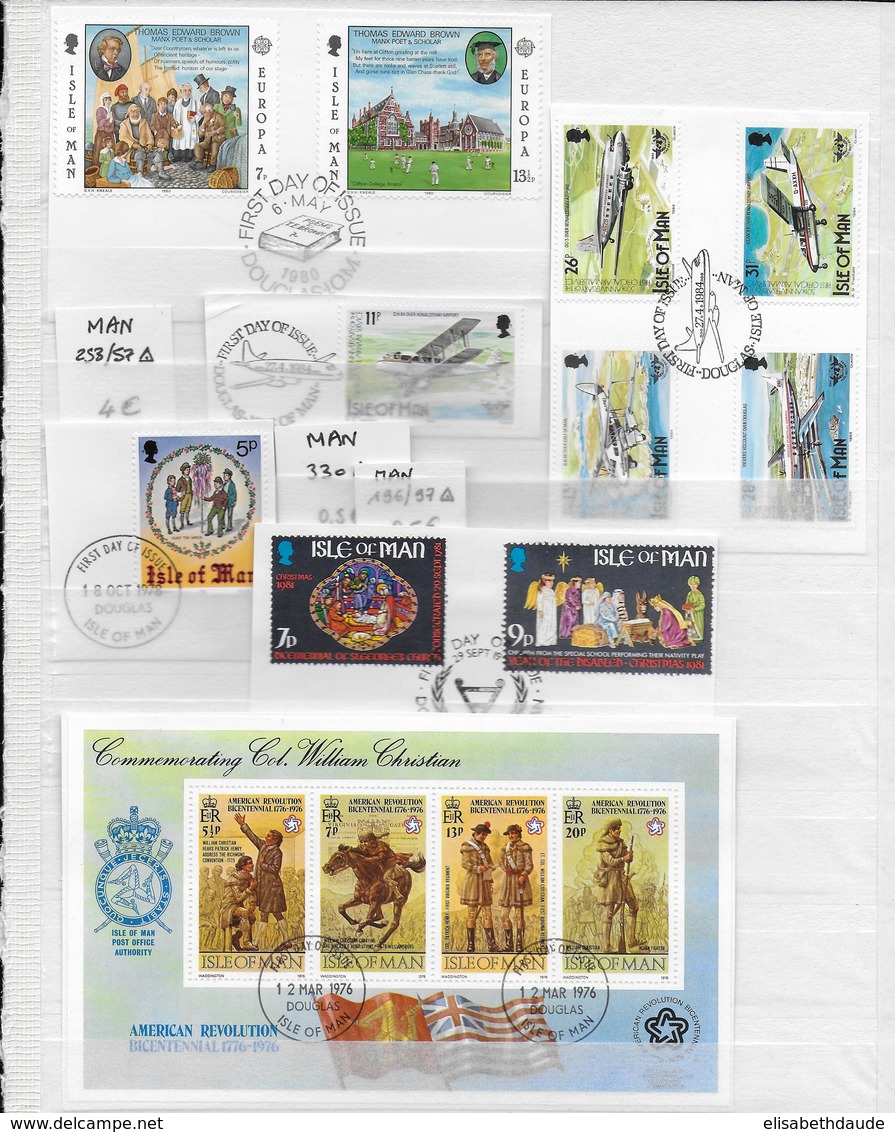 MAN - SUPERBE COLLECTION 5 PAGES FRAGMENTS AVEC OBLITERATION FDC - FORTE COTE CATALOGUE ! - Man (Ile De)