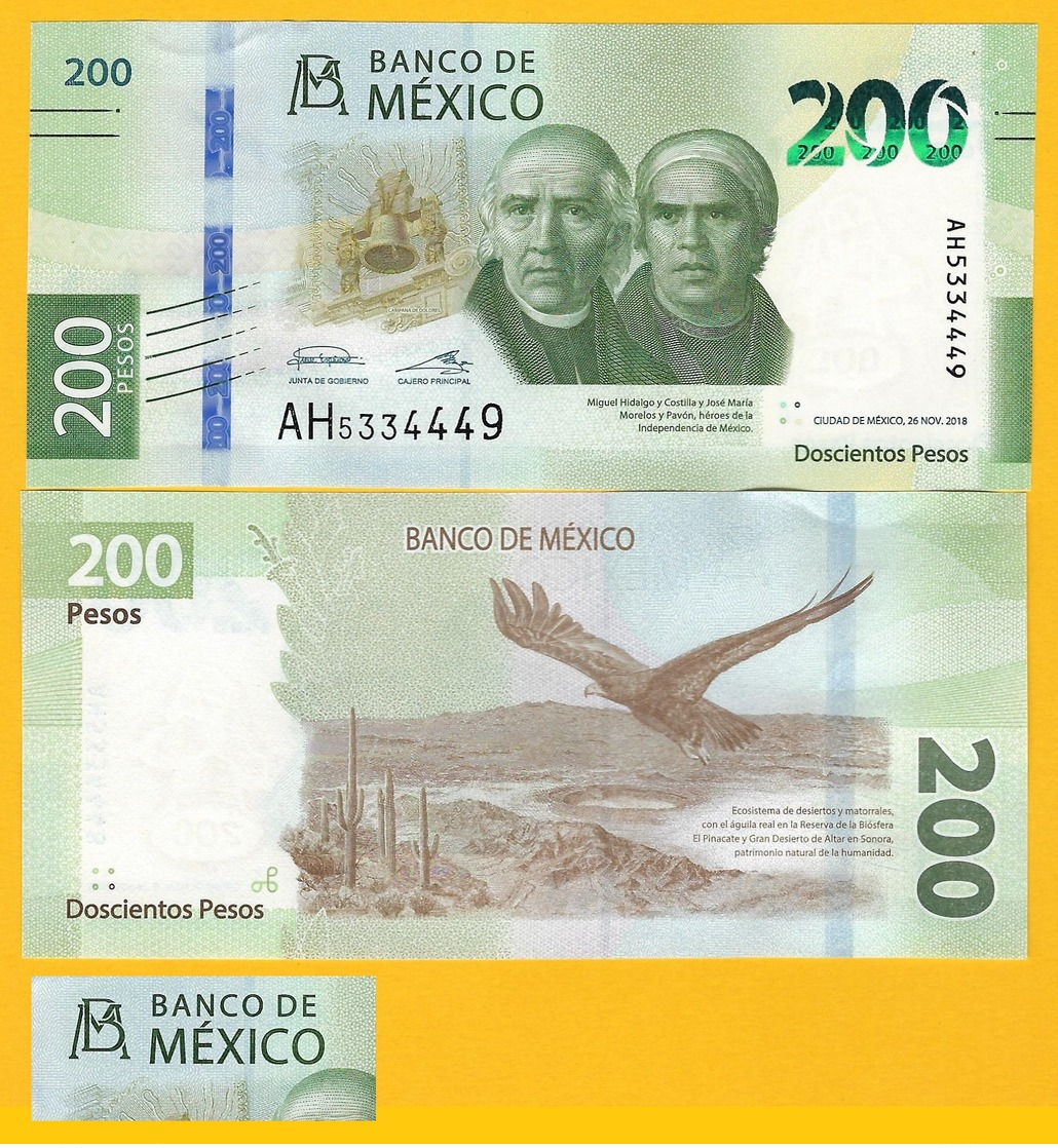 Mexico 200 Pesos P-new 2019 Sign. Espinosa Cantellano & Alegre Rabiela UNC Banknote - Messico