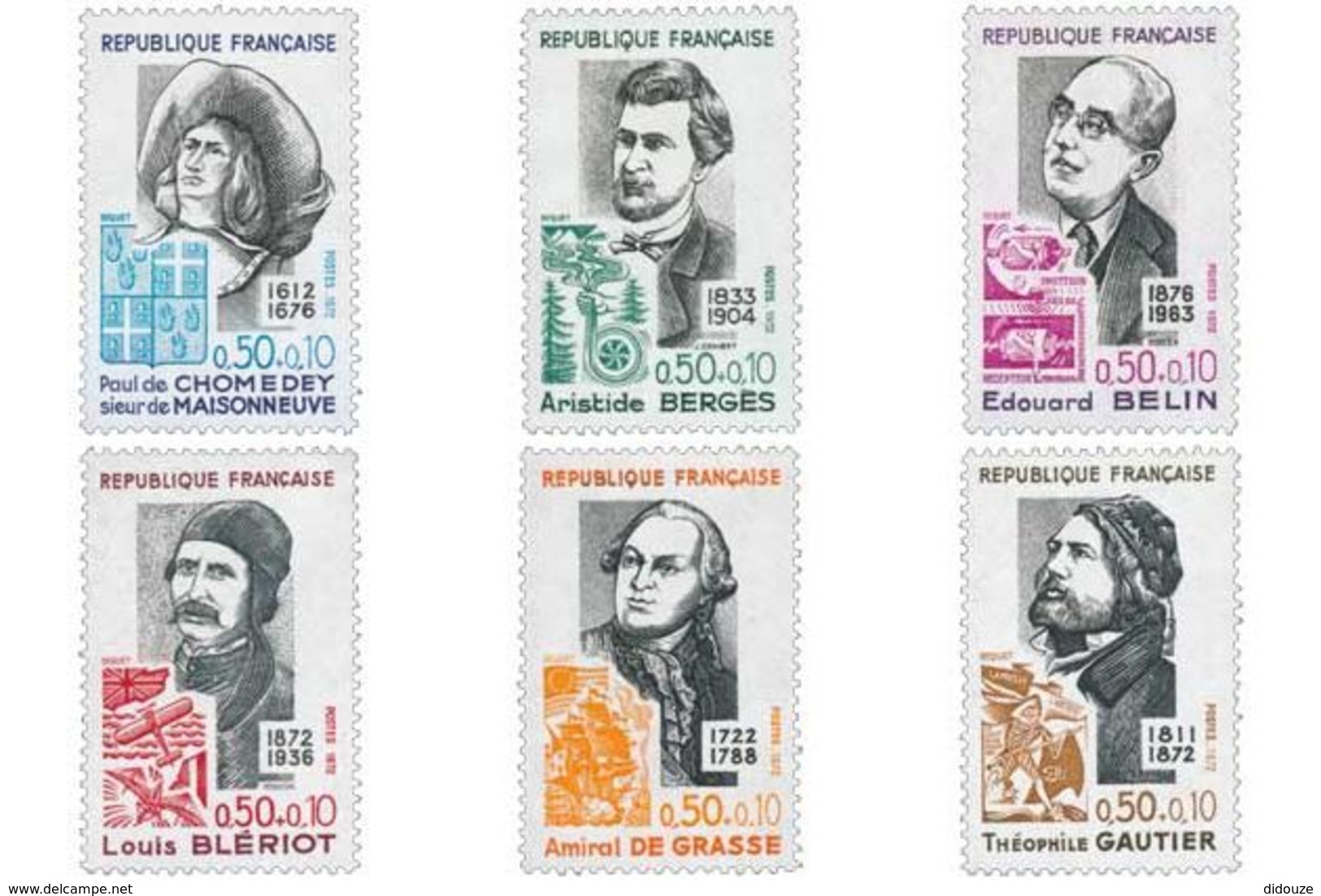 Série Personnages Célèbres 1972 - Yvert : 1706 - 1707 - 1708 - 1709 - 1727 - 1728 Neuf - Neufs