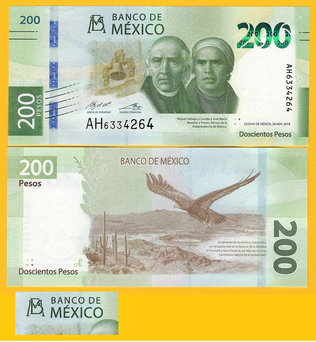 Mexico 200 Pesos P-new 2019 Sign. Díaz De León & Alegre Rabiela UNC Banknote - Messico