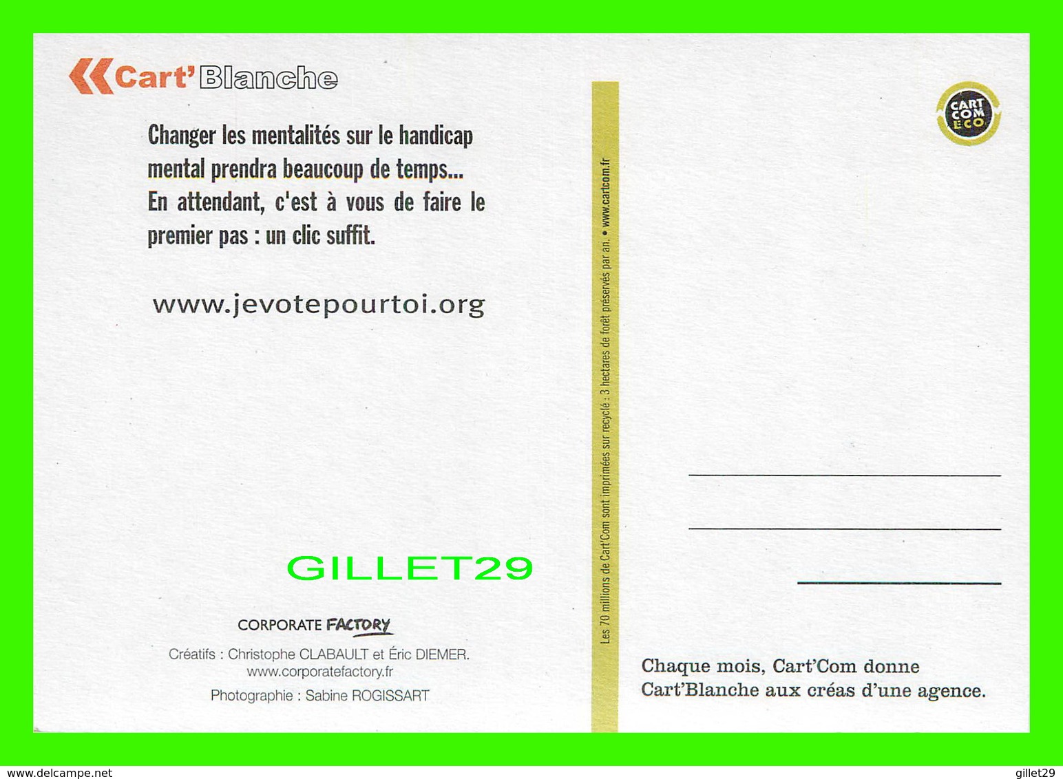 ADVERTISING - PUBLICITÉ - JE VOTE POUR TOI,ORG - CART'BLANCHE - - Publicidad