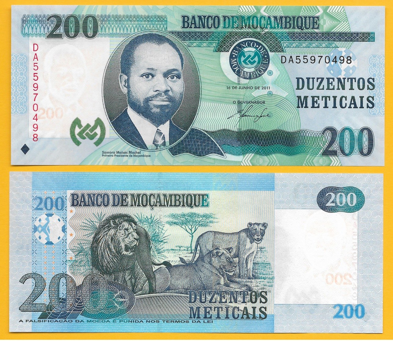 Mozambique 200 Meticais P-152a 2011 UNC Banknote - Mozambique