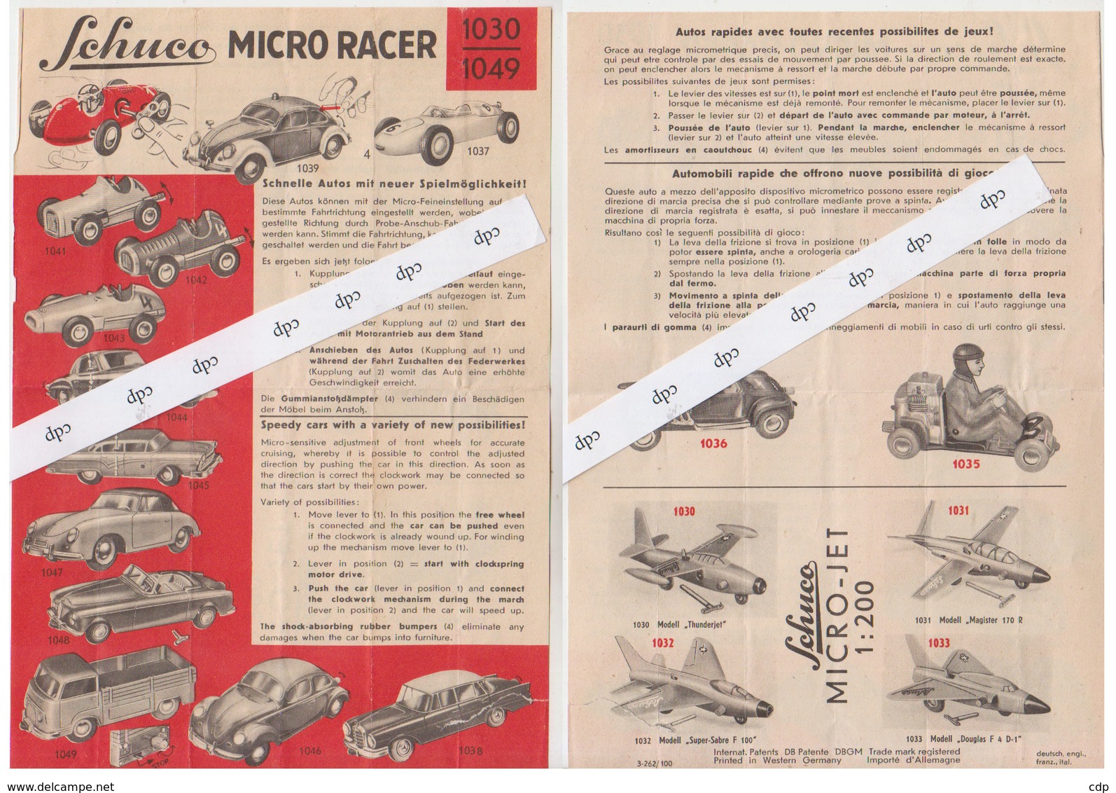 Jouet SCHUCO Feuille Publicitaire  VW Coccinelle....1950 - Publicités