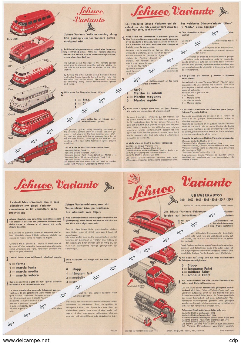 Jouet SCHUCO Feuille Publicitaire 1950 - Publicités