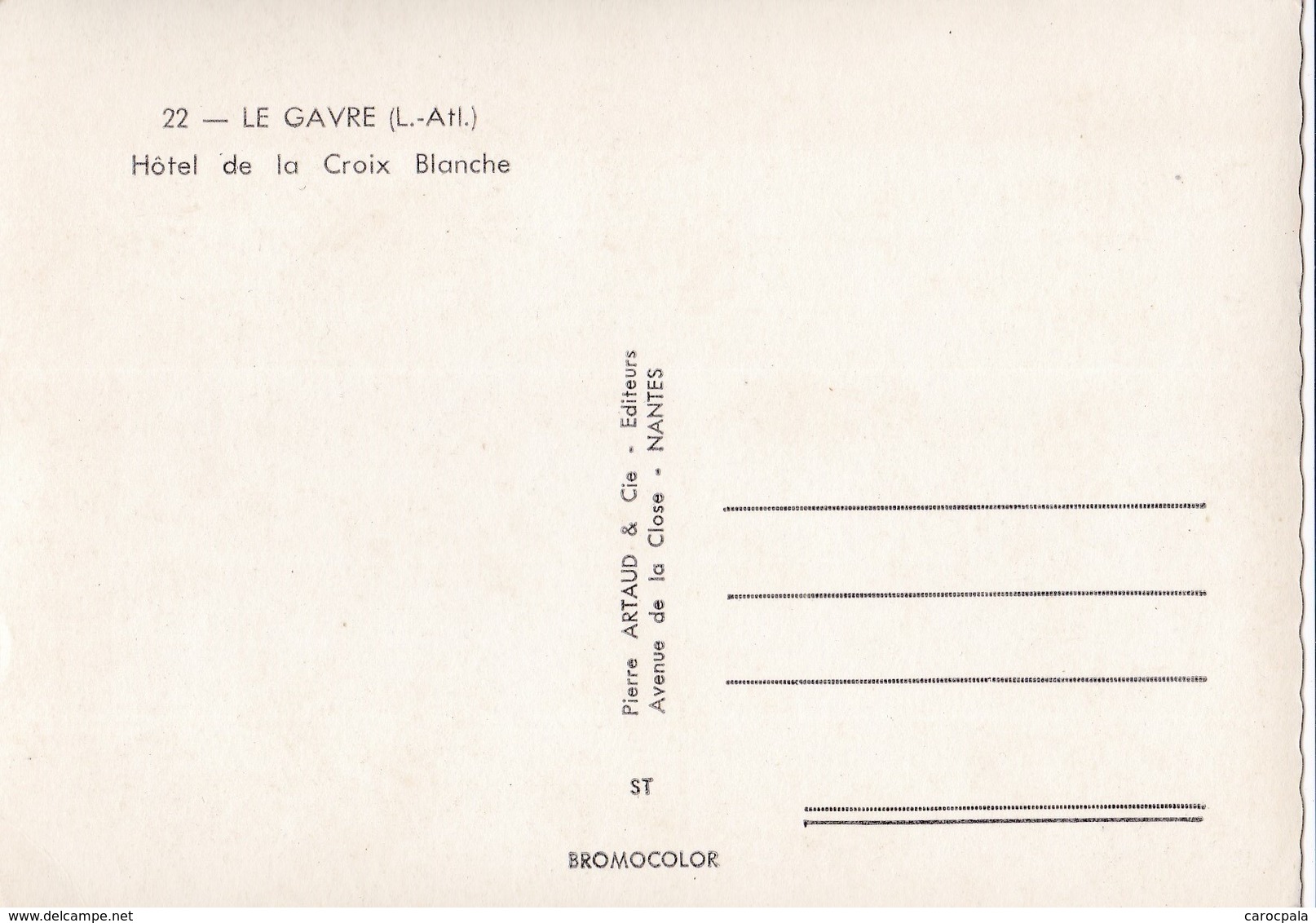 Carte 1960 Le GAVRE / HOTEL DE LA CROIX BLANCHE - Le Gavre