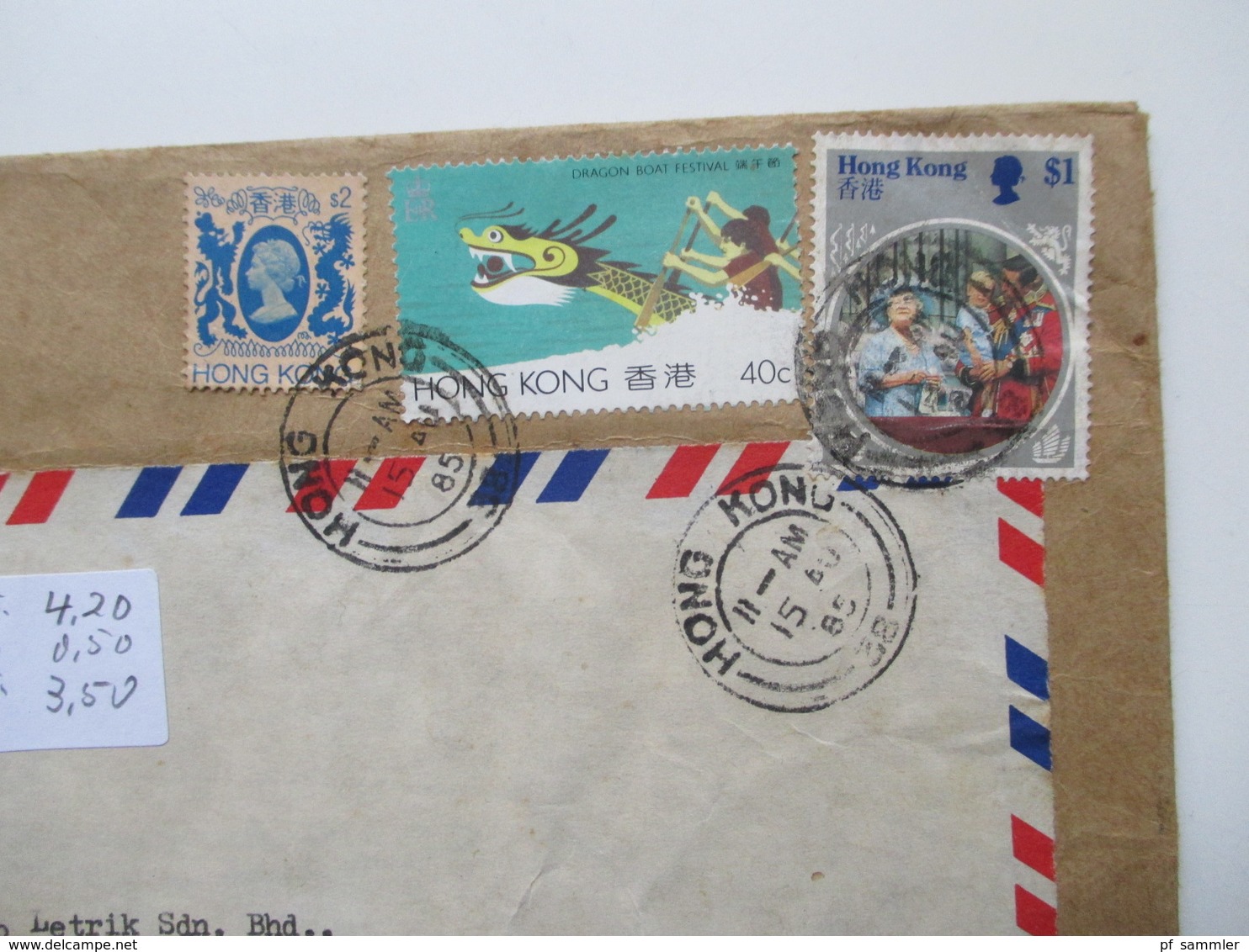 Hong Kong 1985 Air Mail Firmenbrief Universal Trading Corporation Printed Matter Nach Penang Malaysia  No Commercial Val - Covers & Documents
