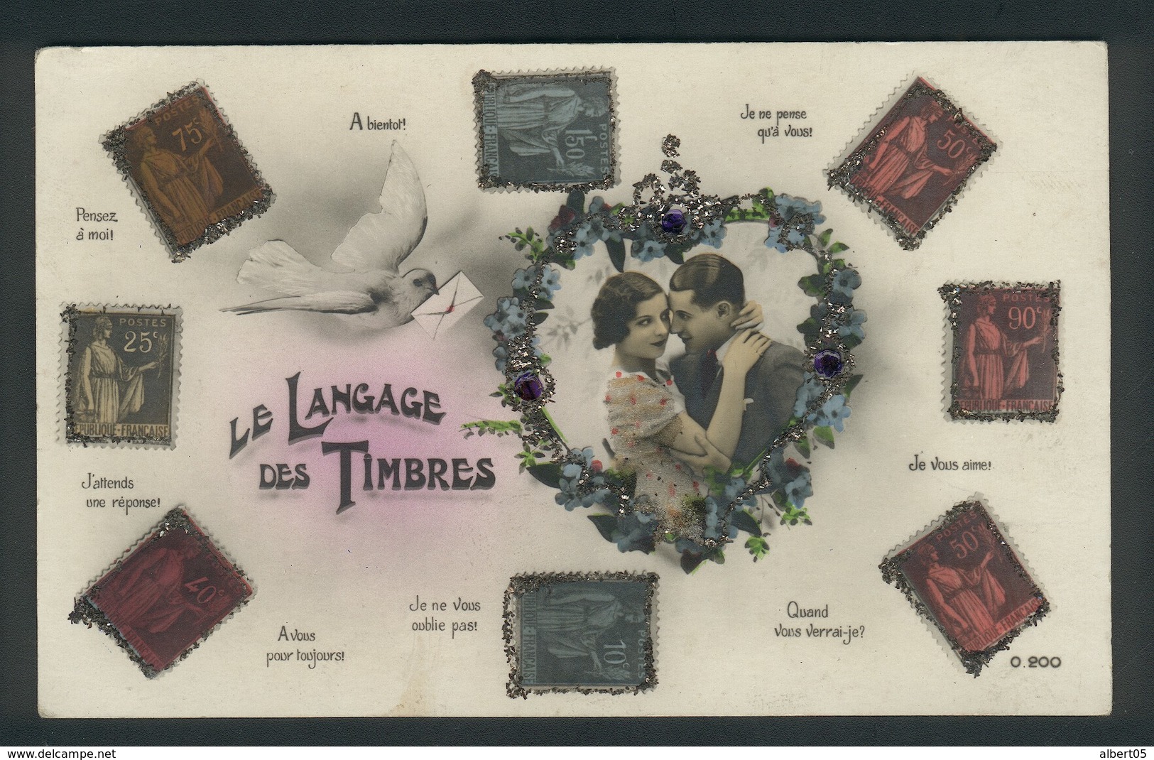 Le Langage Des Timbres - Type Paix - Incrustations Sur Le Coeur Et Tous Les Timbres - Briefmarken (Abbildungen)