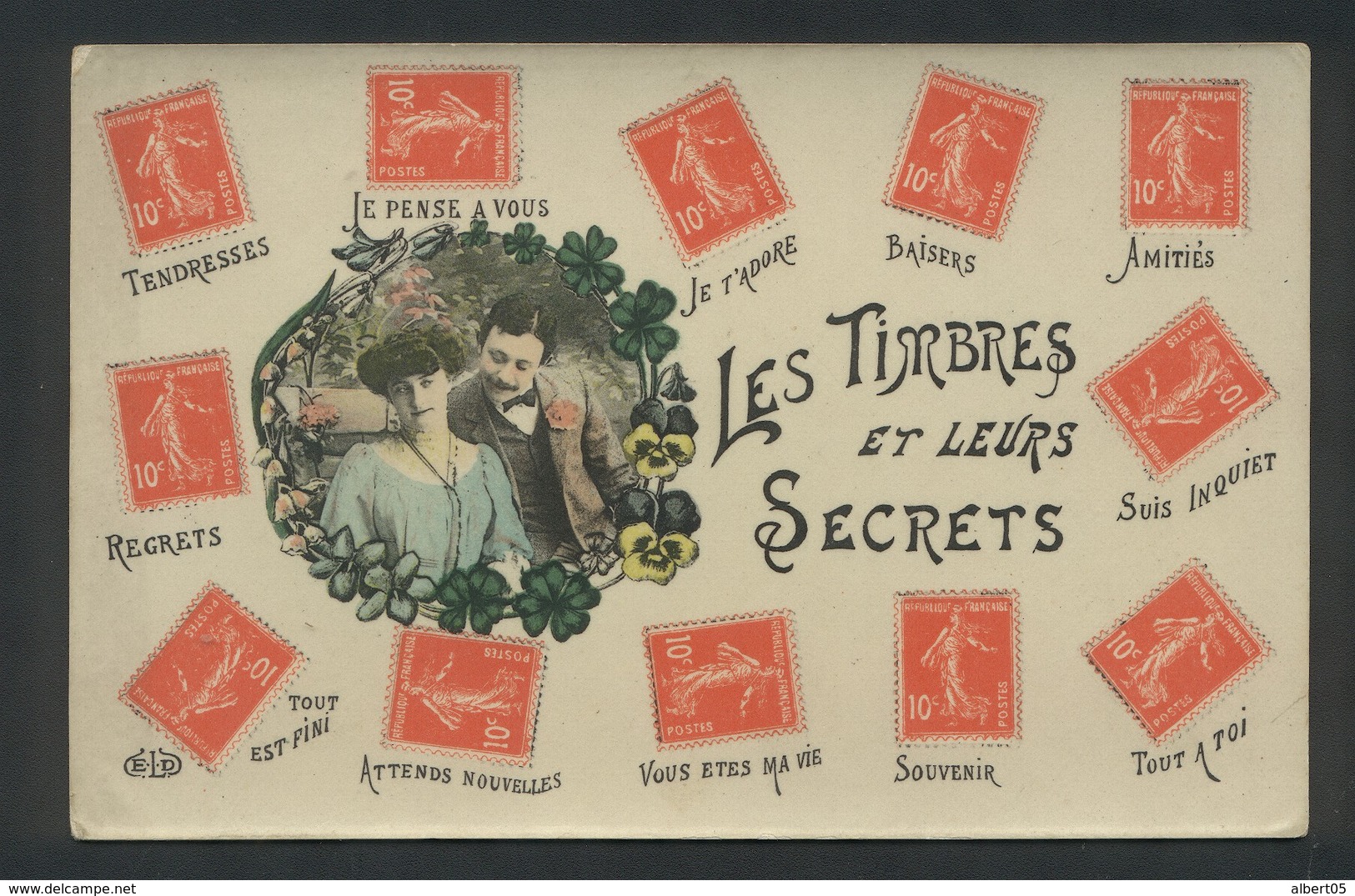 Le Langage Des Timbres - Semeuses 10c Rouge - Carte-Photo - Briefmarken (Abbildungen)