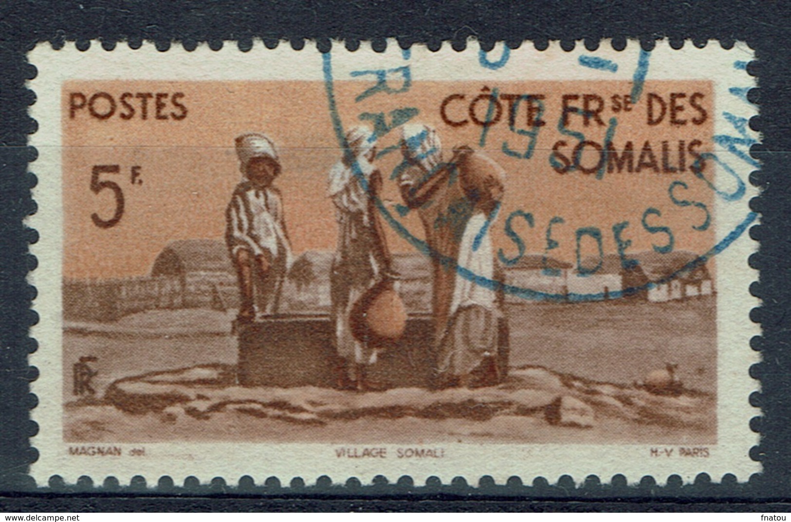 French Somali Coast, 5f., Village And Well, 1947, VFU - Oblitérés
