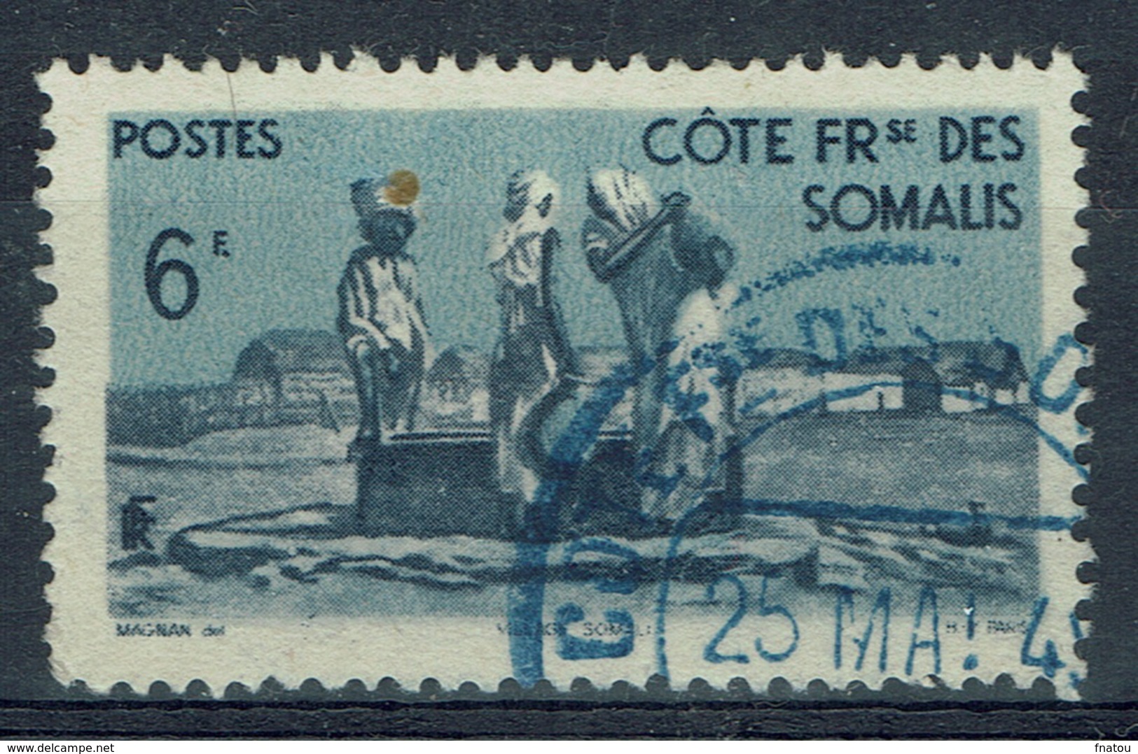 French Somali Coast, 6f., Village And Well, 1947, VFU - Used Stamps