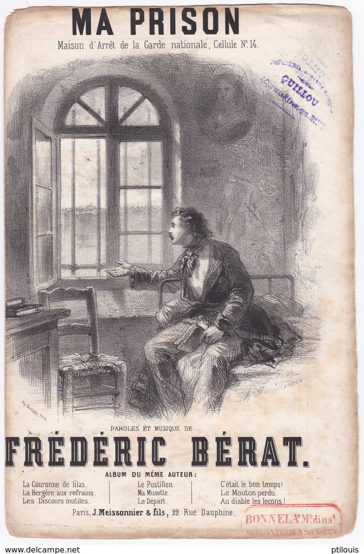 "Ma Prison" (Maison D'Arrêt De La Garde Nationale, Cellule N° 14) - Paroles Et Musique De Frédéric BERAT - Scores & Partitions