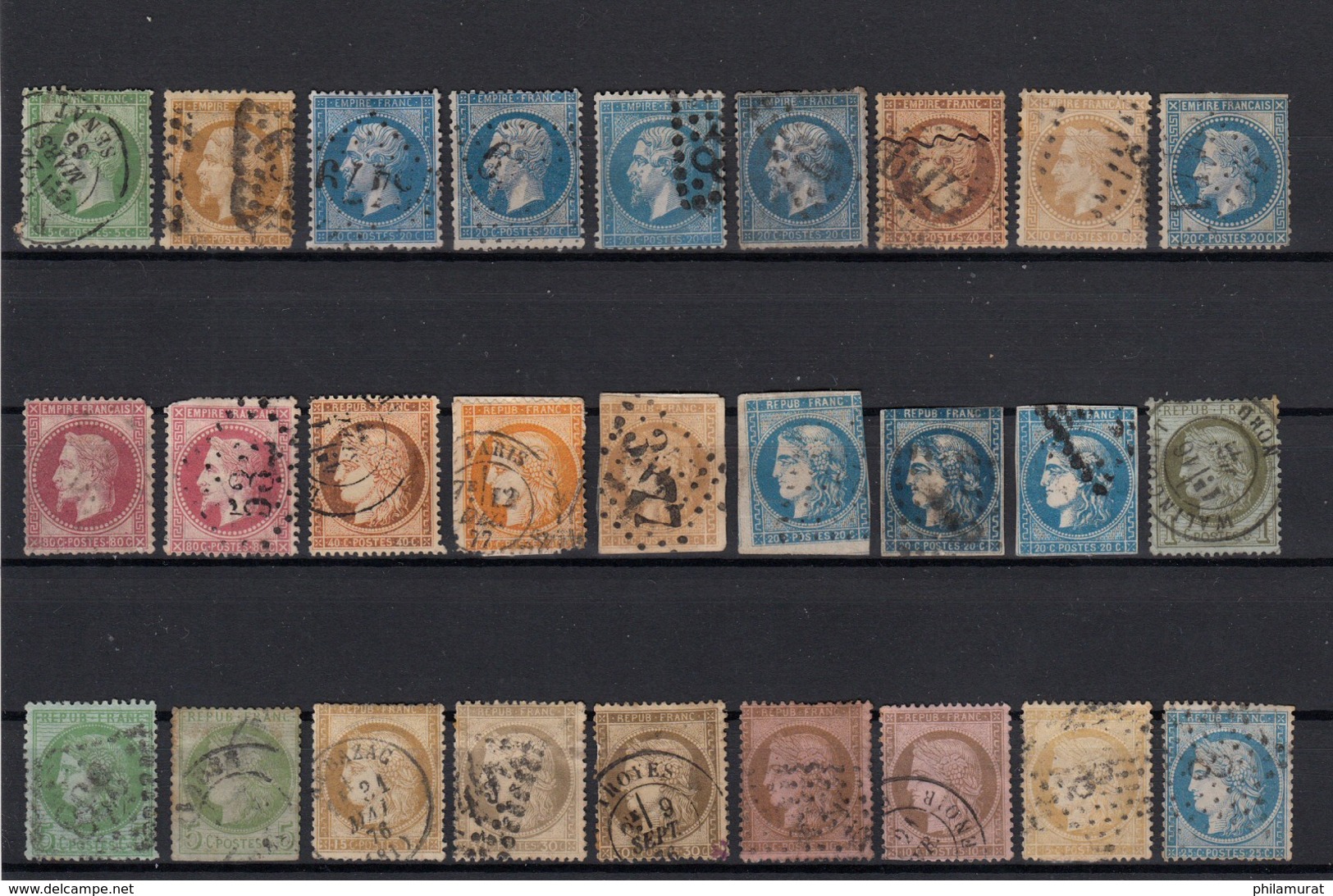 VRAC France 1850/1900 : 183 Timbres Napoléon Cérès Sage Défectueux COTE 2600 € - Collections