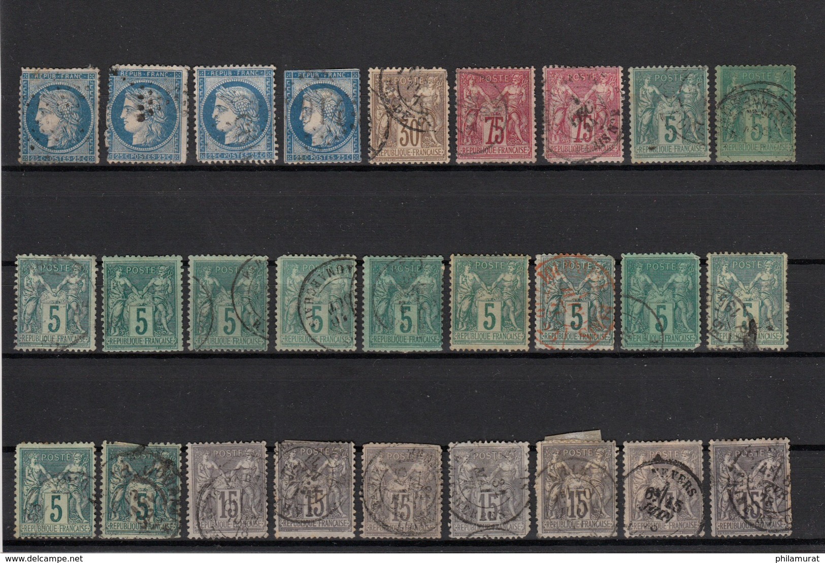 VRAC France 1850/1900 : 183 Timbres Napoléon Cérès Sage Défectueux COTE 2600 € - Collections