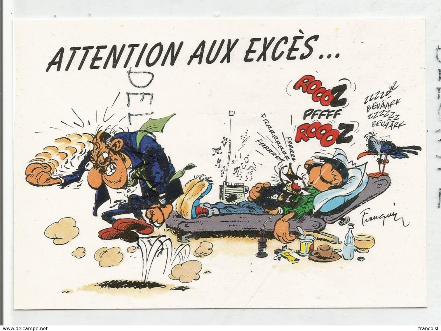 Gaston Lagaffe Fait La Sieste. M. De Mesmaekers S'énerve:" Attention Aux Excès". Signée Franquin - Bandes Dessinées