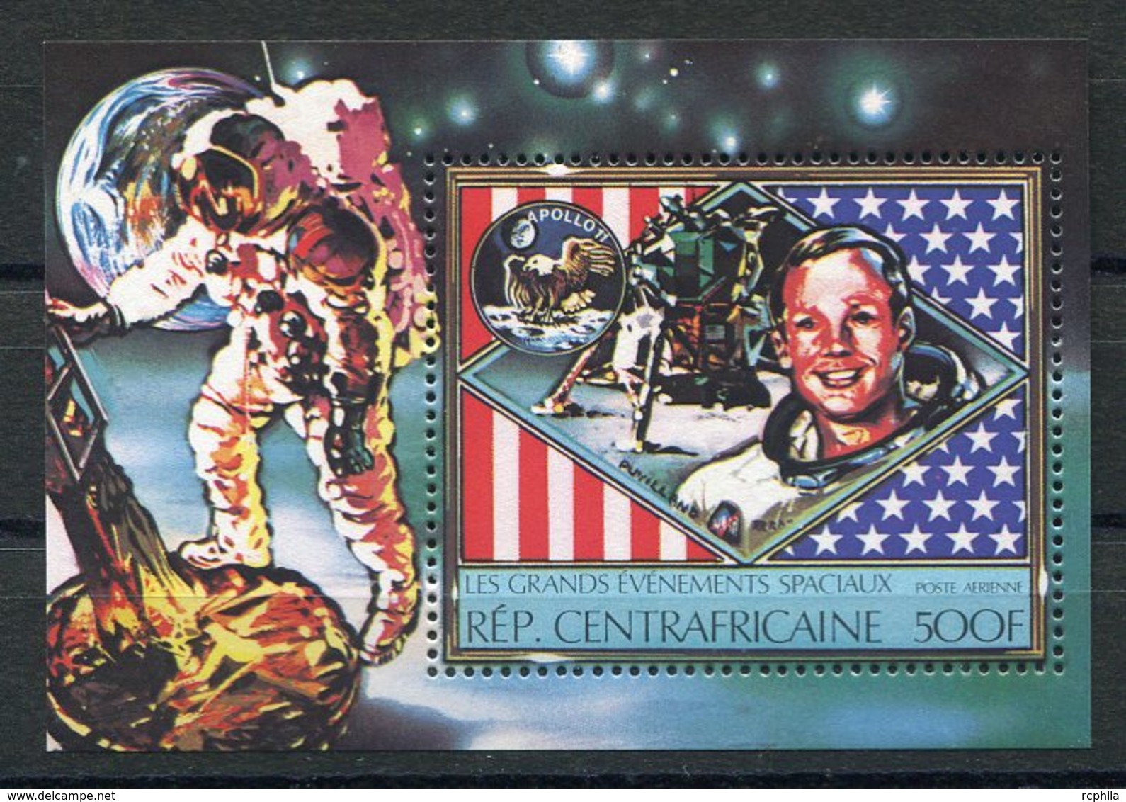 RC 14711 REP CENTRAFRICAINE LES GRANDS EVENEMENTS SPACIAUX BLOC FEUILLET NEUF ** MNH TB - Zentralafrik. Republik