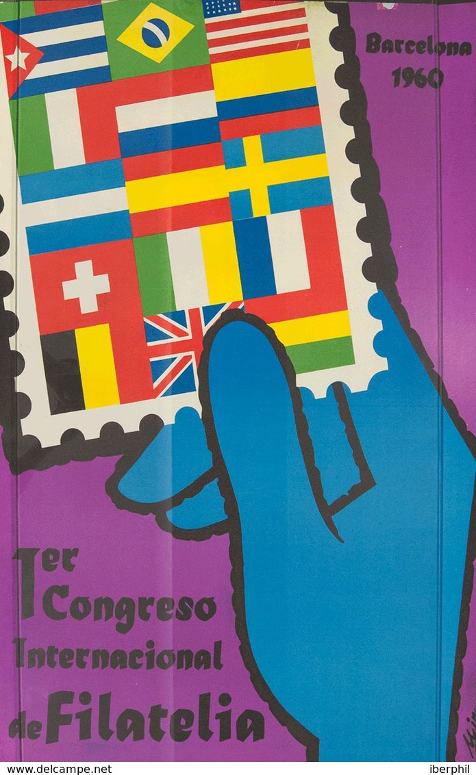 1960. Cartel Del 1º CONGRESO INTERNACIONAL DE FILATELIA (Mir). Barcelona 1960. MAGNIFICO Y RARISIMO. - Zonder Classificatie