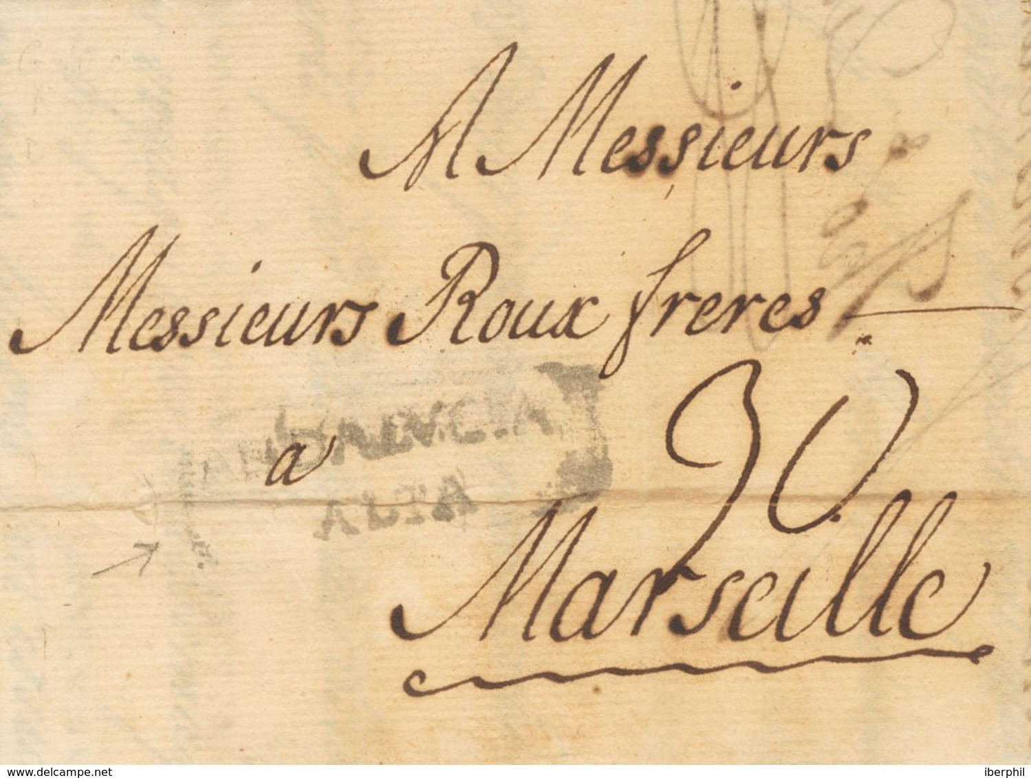 Sobre . 1776. MALAGA A MARSELLA (FRANCIA). Marca ANDALVCIA / ALTA (P.E.5) Edición 2004. MAGNIFICA Y MUY RARA. - ...-1850 Prephilately