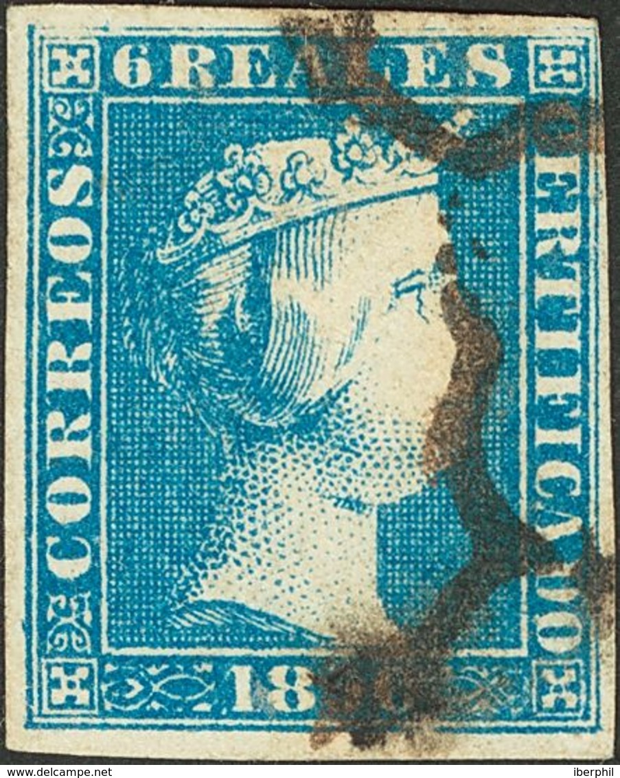 º4. 1850. 6 Reales Azul. Color Muy Intenso. MAGNIFICO. Cert. CEM. - Andere & Zonder Classificatie