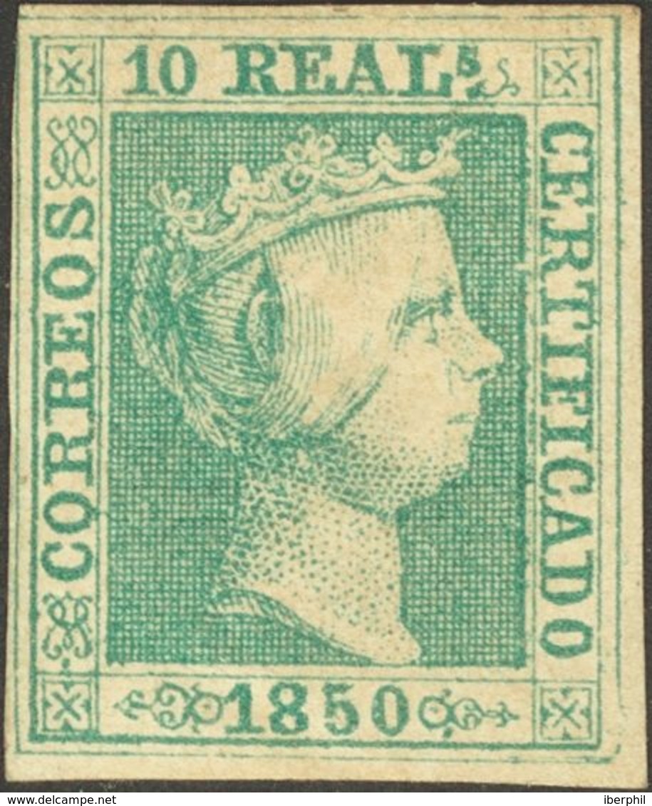 *5. 1850. 10 Reales Verde (leve Adelgazamiento). MAGNIFICO. Cert. CEM. - Autres & Non Classés