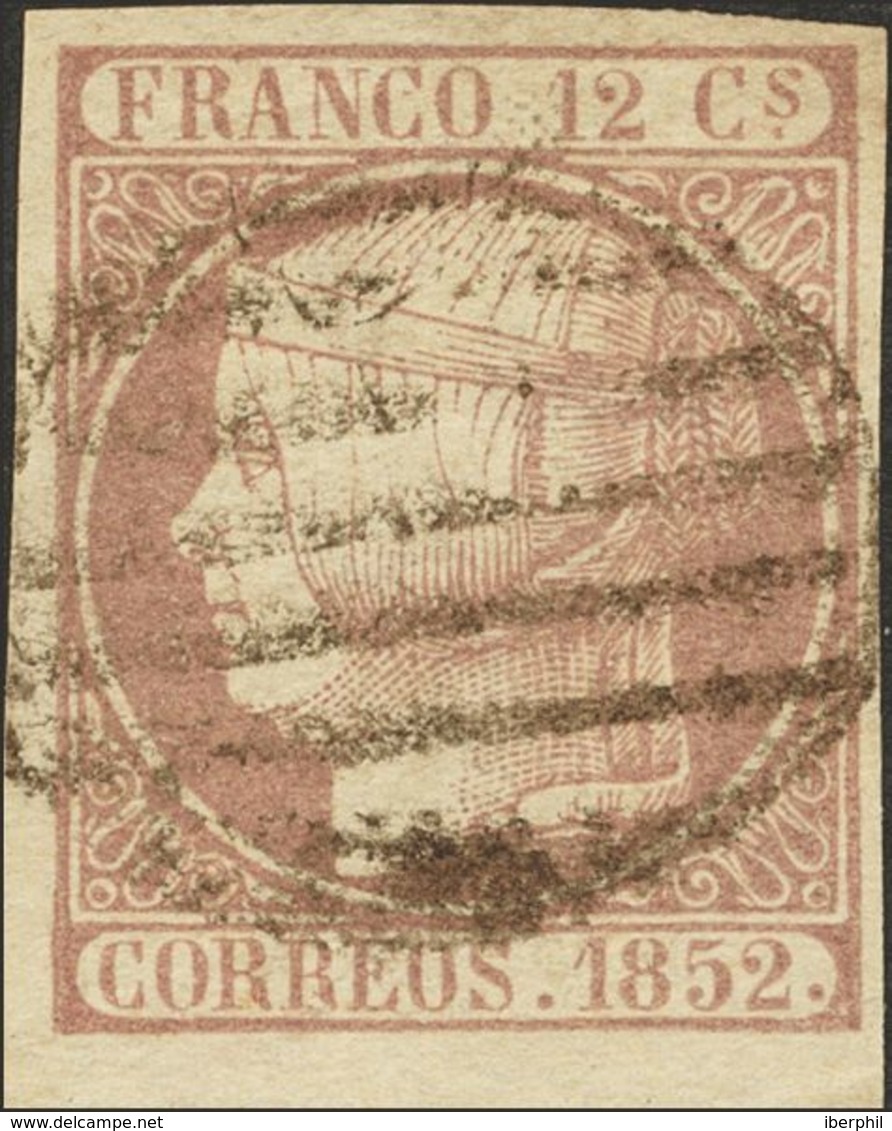 º13. 1852. 12 Cuartos Lila, Borde De Hoja Inferior. PIEZA DE LUJO. Edifil 2018: 205 Euros - Andere & Zonder Classificatie