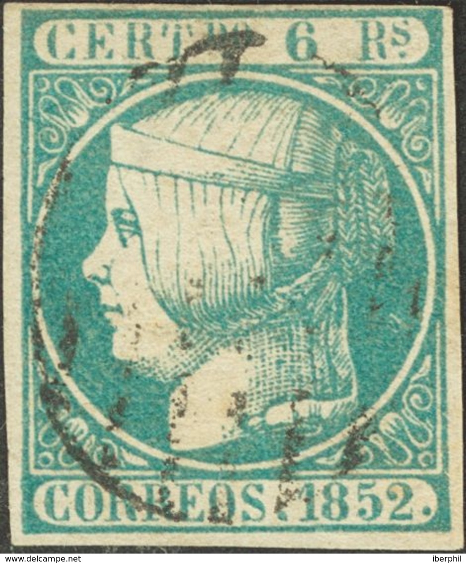 º16. 1852. 6 Reales Azul Verdoso. MAGNIFICO. - Autres & Non Classés