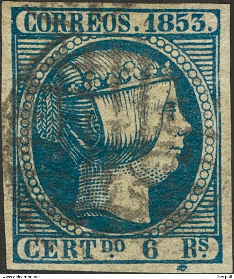 º21. 1853. 6 Reales Azul. MAGNIFICO. Cert. GRAUS. Edifil 2018: 610 Euros - Other & Unclassified