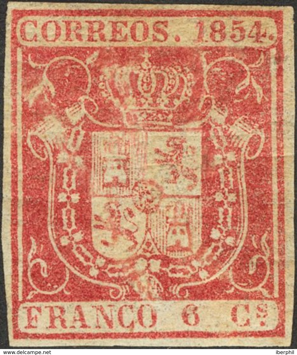 *24. 1854. 6 Cuartos Carmín (leves Pliegues De Goma). MAGNIFICO. - Other & Unclassified