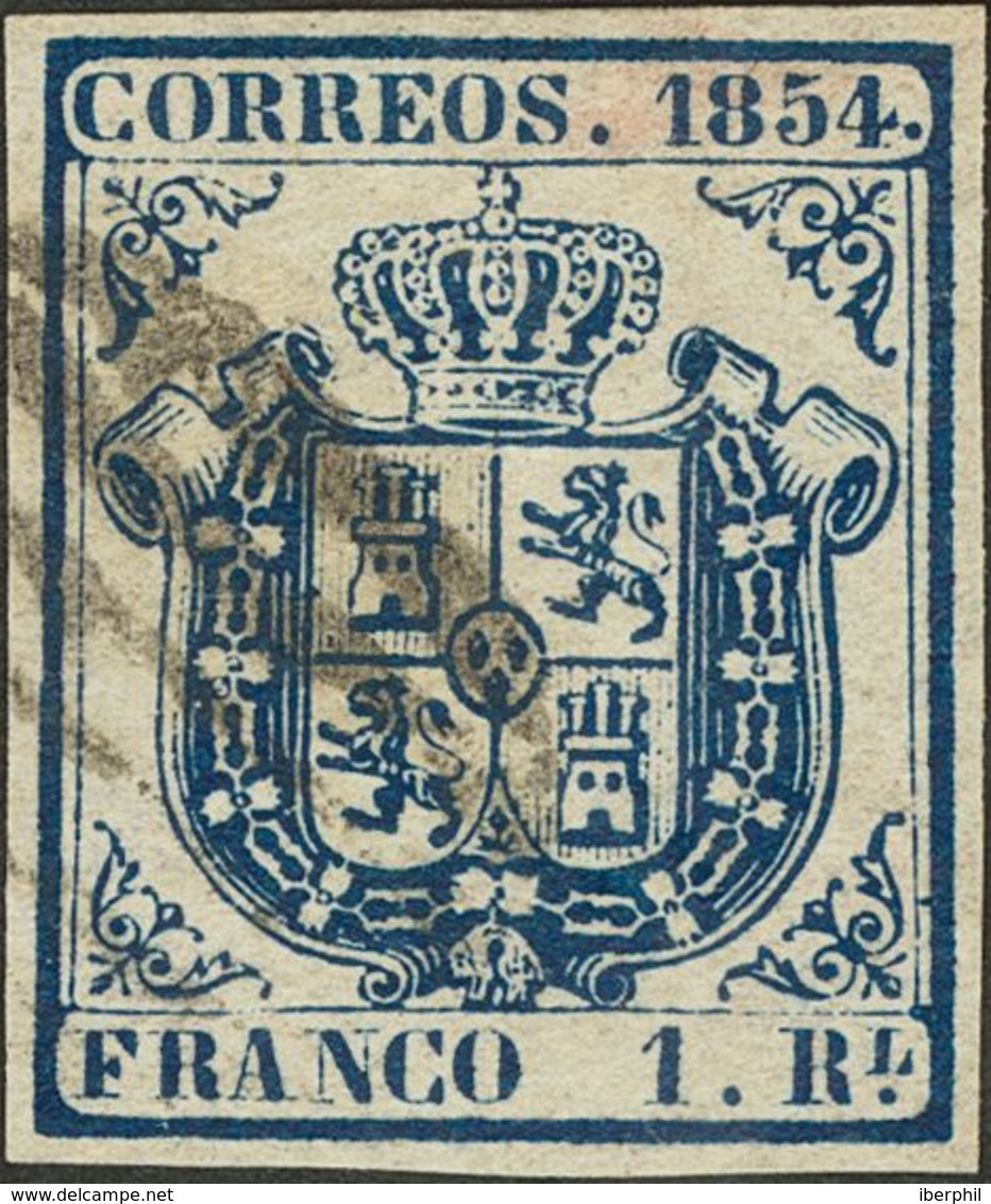 º34. 1854. 1 Real Azul Oscuro. MAGNIFICO. Cert. COMEX. - Andere & Zonder Classificatie