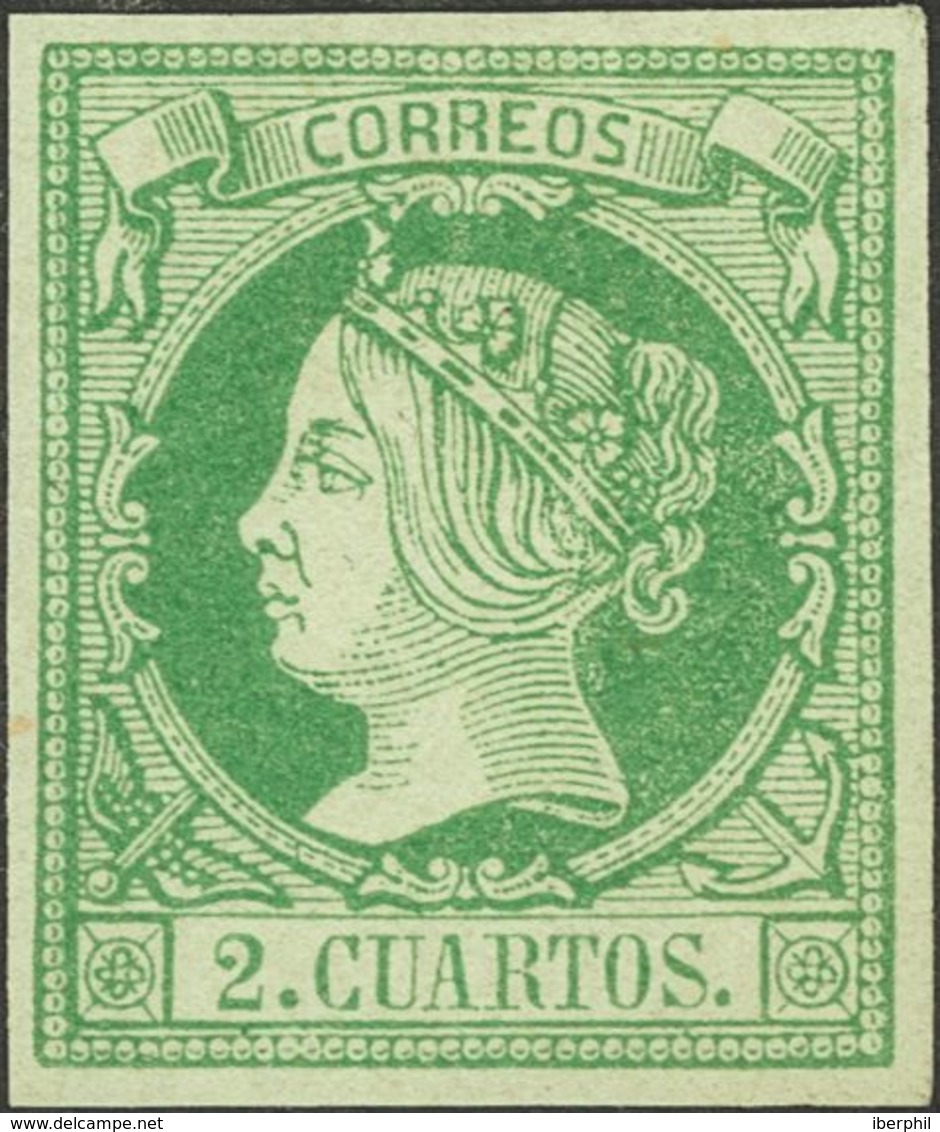 (*)51. 1860. 2 Cuartos Verde. PIEZA DE LUJO. Cert. EXFIMA. - Autres & Non Classés