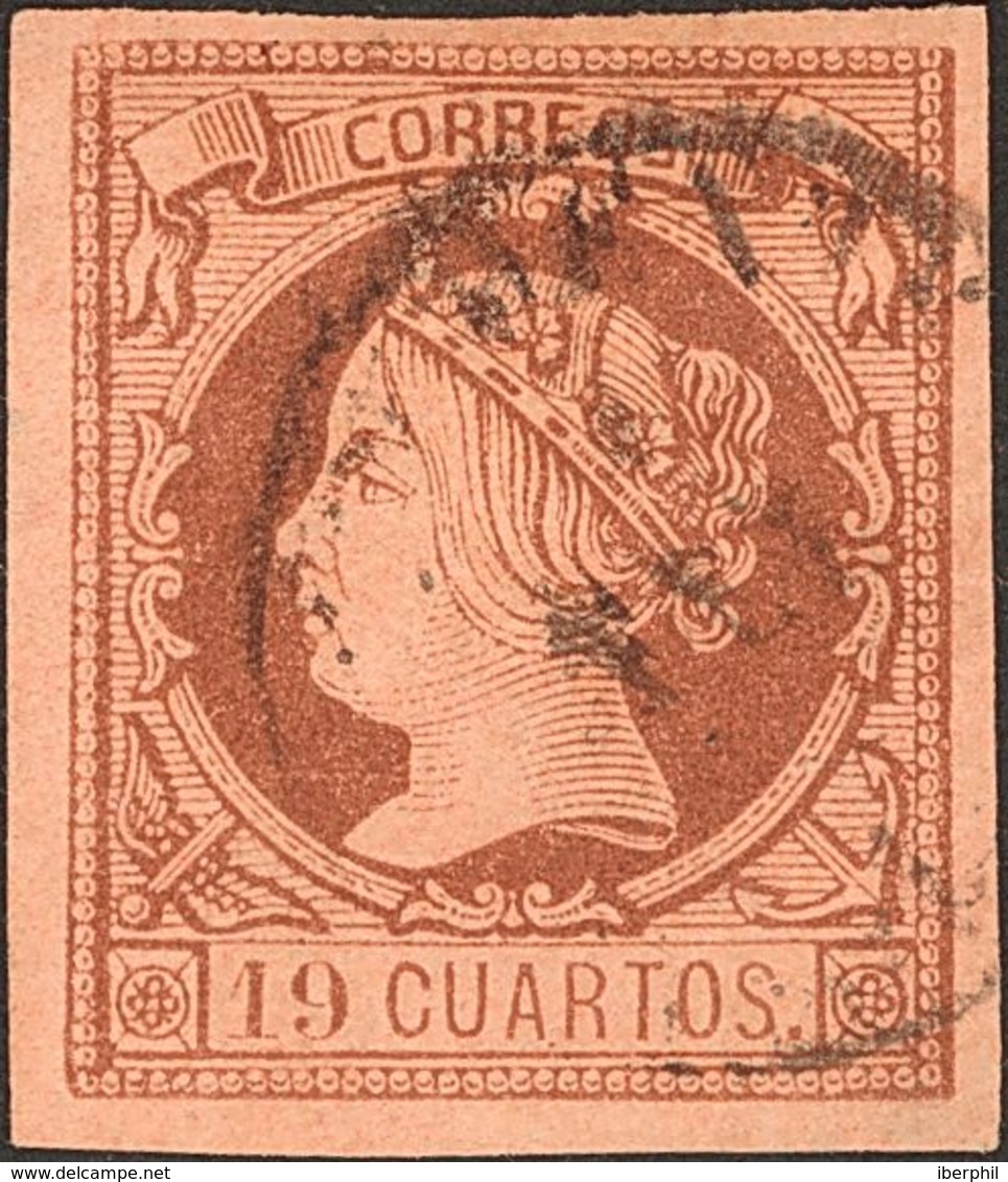 º54. 1860. 19 Cuartos Castaño. Enormes Márgenes Y Color Excepcional. PIEZA DE LUJO. Cert. GRAUS. - Autres & Non Classés