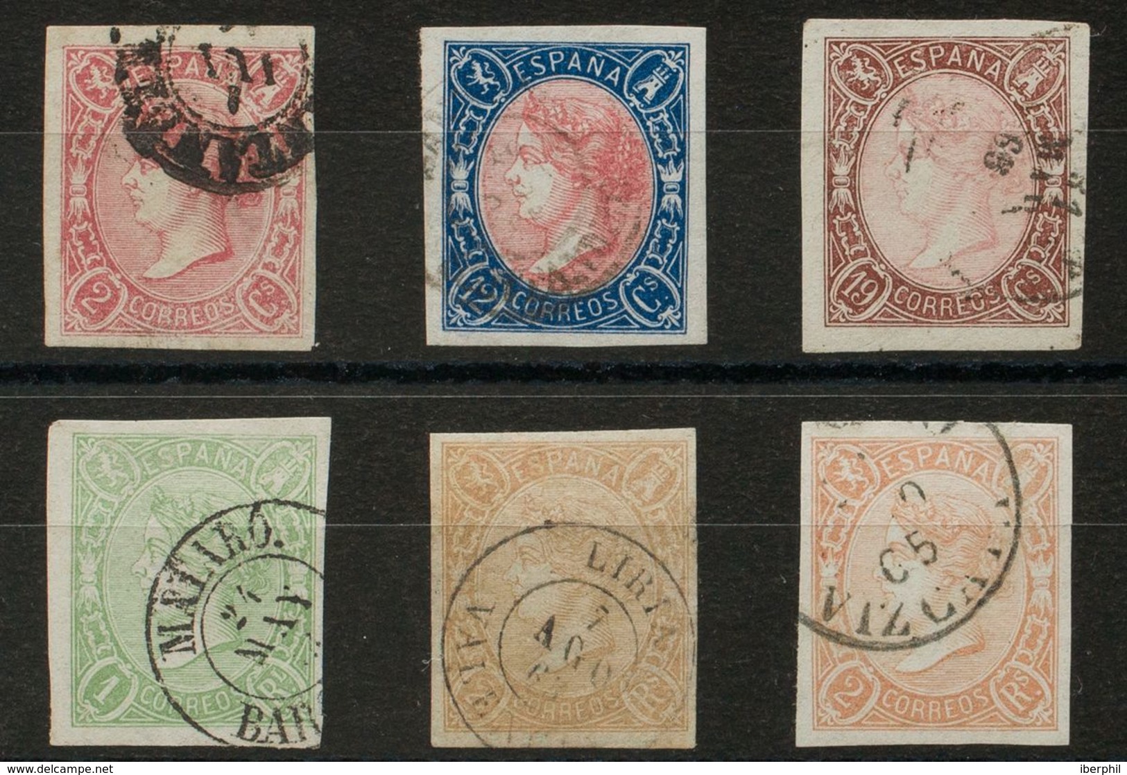 º69/73A. 1865. Serie Completa. Amplios Márgenes Y Todos Los Valores Inutilizados Con Matasello Fechador (muy Limpios). M - Autres & Non Classés