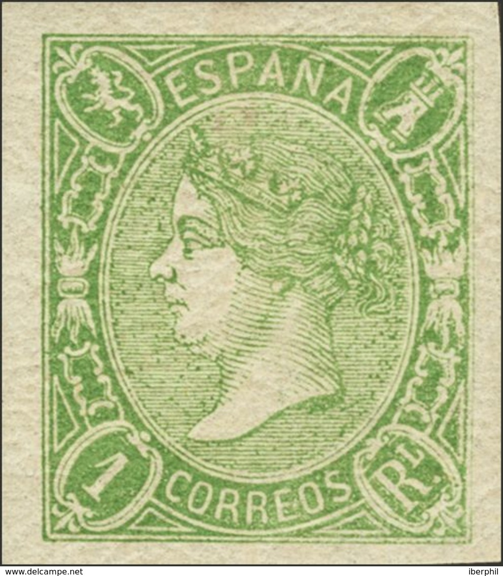 *72. 1865. 1 Real Verde. Color Muy Intenso Y Márgenes Enormes. PIEZA DE LUJO. Cert. COMEX. - Other & Unclassified