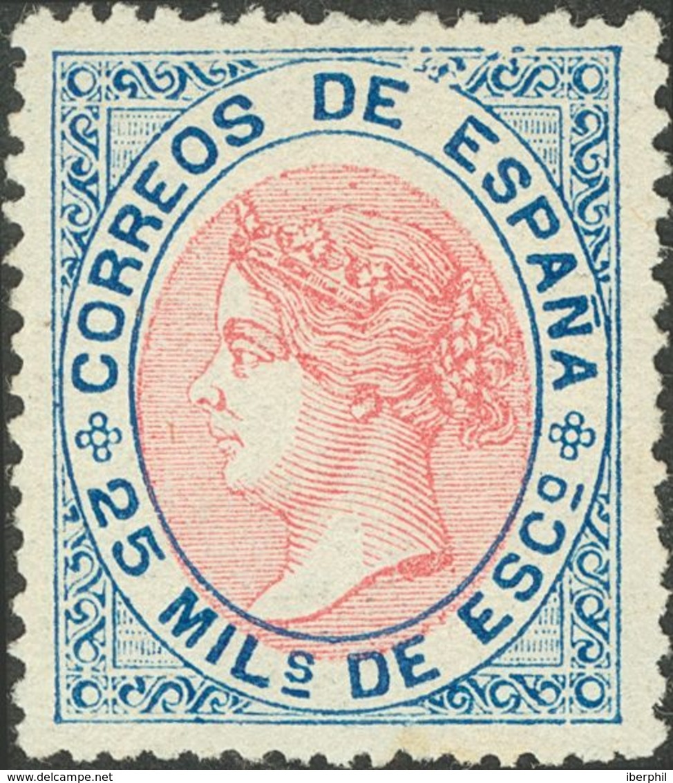 (*)95. 1867. 25 Mils Azul Y Rosa. PIEZA DE LUJO. Cert. CEM. - Other & Unclassified