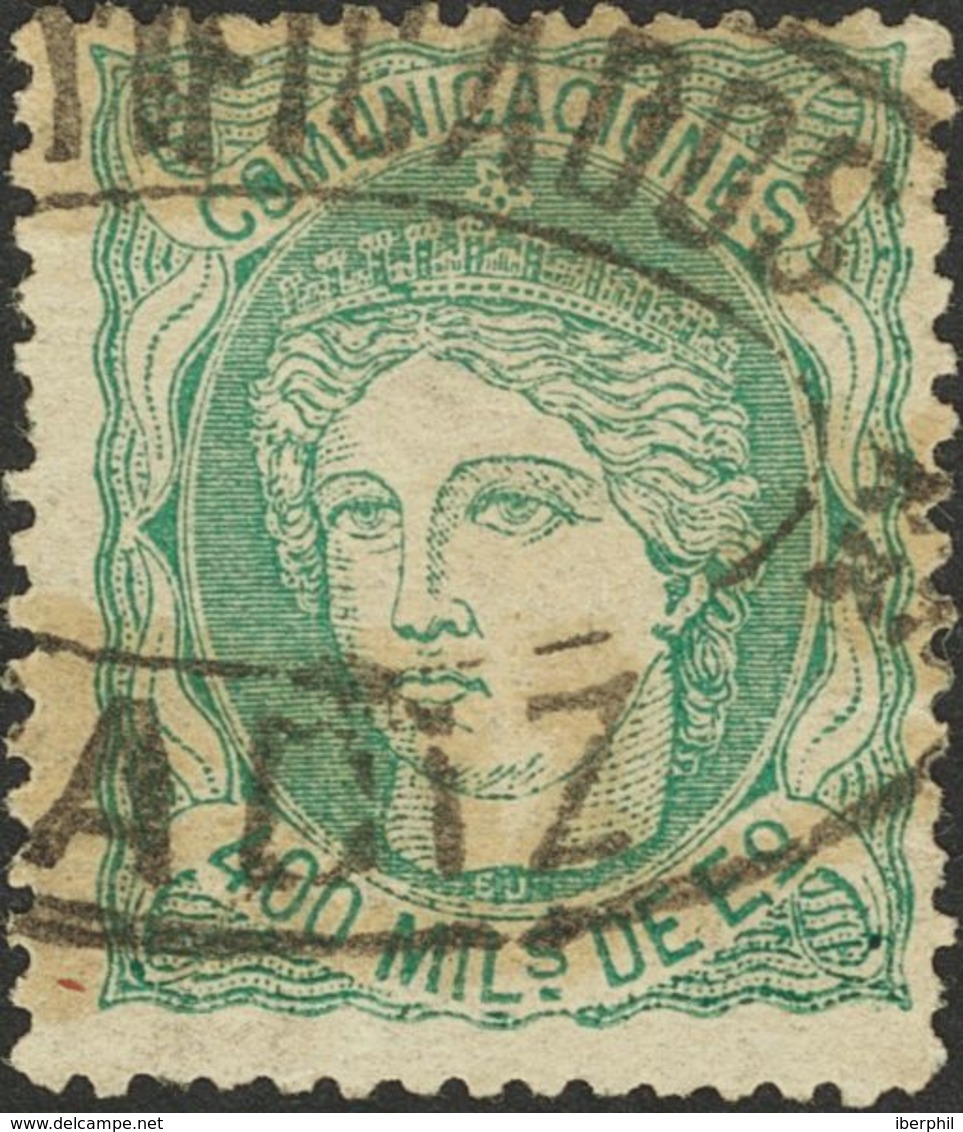 º110. 1870. 400 Mils Verde. Matasello CERTIFICADOS / CADIZ. MAGNIFICO. - Andere & Zonder Classificatie