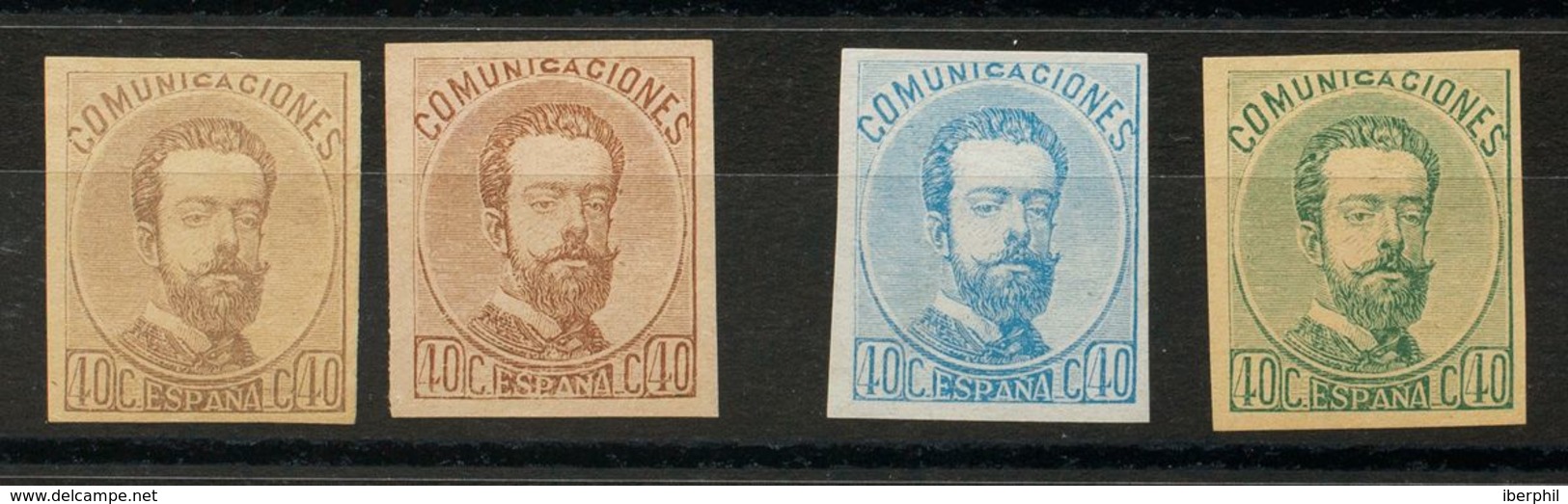 (*)125P(4). 1872. Conjunto De Cuatro ENSAYOS DE COLOR (sin Dentar) Del 40 Cts En Colores Diversos. MAGNIFICOS. (Gálvez 7 - Autres & Non Classés