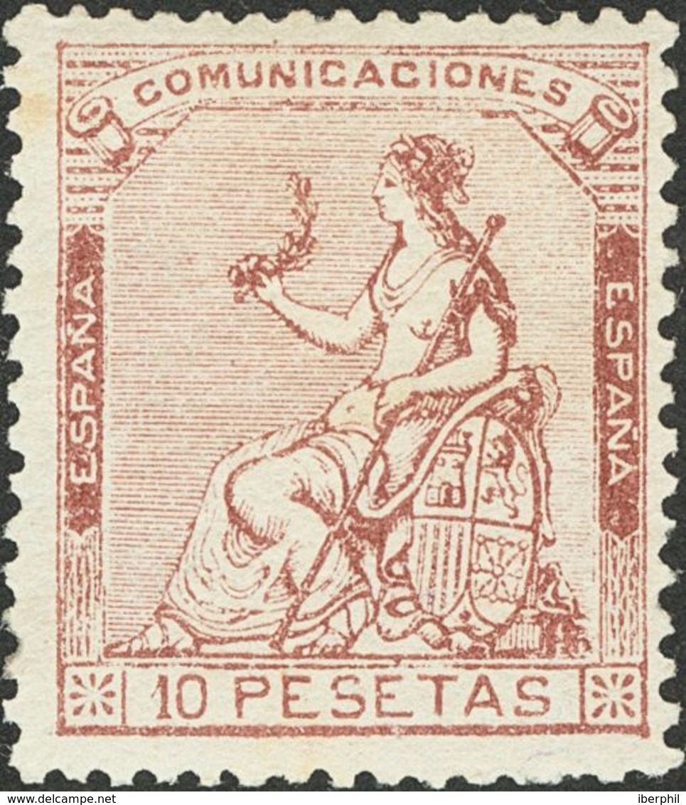 *140. 1873. 10 Pts Castaño (margen Derecho Dientes Retocados). Bien Centrado Y Color Muy Intenso. MAGNIFICO. Cert. CEM. - Other & Unclassified