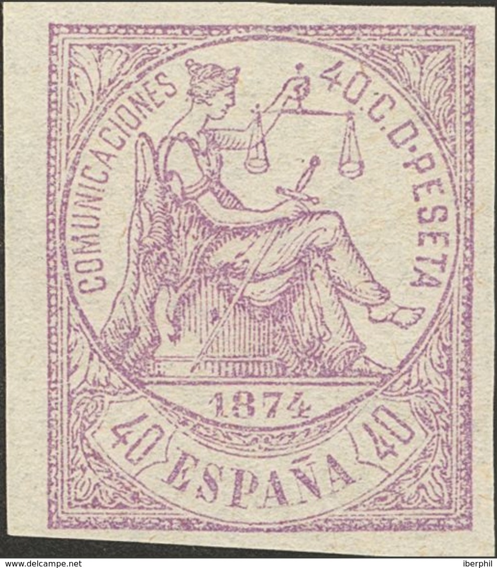 (*)148s. 1874. 40 Cts Violeta. SIN DENTAR. MAGNIFICO. Edifil 2019: 335 Euros - Autres & Non Classés