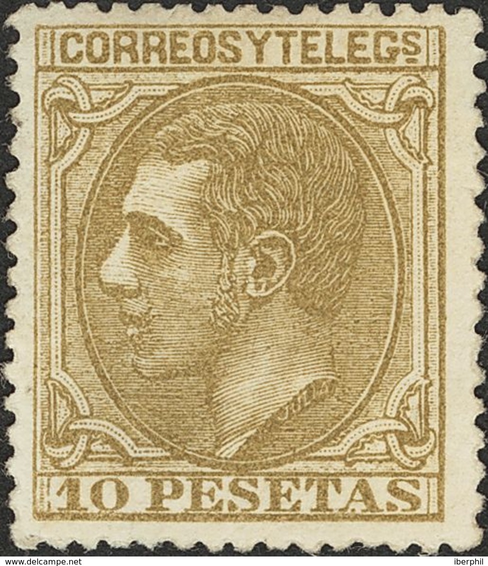 (*)209. 1879. 10 Pts Sepia. PIEZA DE LUJO. Cert. CEM. Edifil 2018: 2.550 Euros - Otros & Sin Clasificación