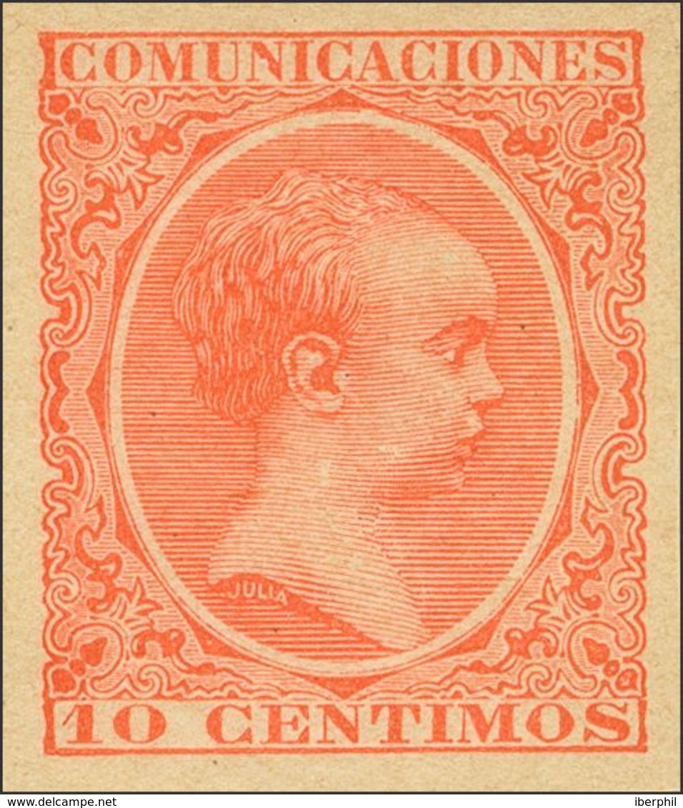 *218s. 1889. 10 Cts Bermellón. SIN DENTAR. MAGNIFICO. Edifil 2020: 440 Euros - Other & Unclassified