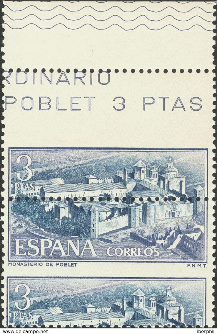 **1496dv. 1963. 3 Pts Azul, Borde De Hoja Superior. Variedad DENTADO HORIZONTAL DESPLAZADO. MAGNIFICO. - Autres & Non Classés