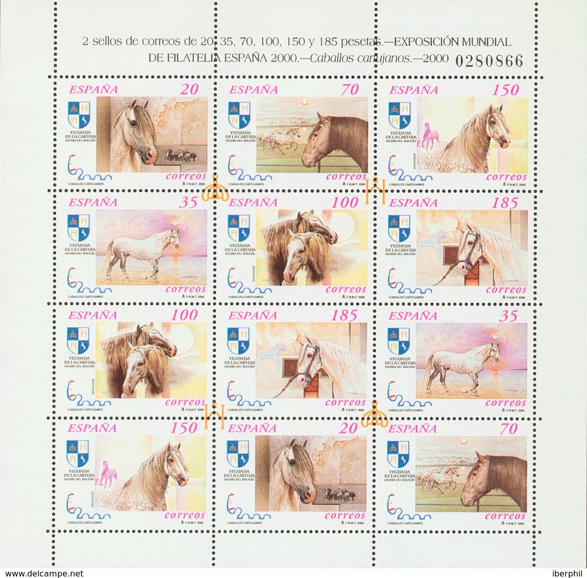 **MP62, MP67, MP69. 2000. Conjunto De Tres Minipliegos De Los Caballos Cartujanos (Series I, II Y III). MAGNIFICOS. Edif - Autres & Non Classés