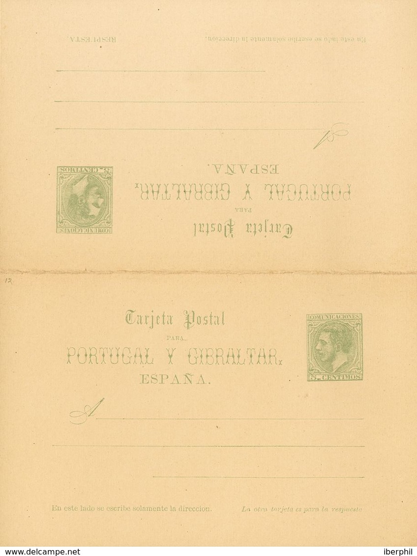 (*)EP13/14. 1882. 5 Cts Verde Sobre Tarjeta Entero Postal Y 5 Cts + 5 Cts Verde Sobre Tarjeta Entero Postal, De Ida Y Vu - Otros & Sin Clasificación