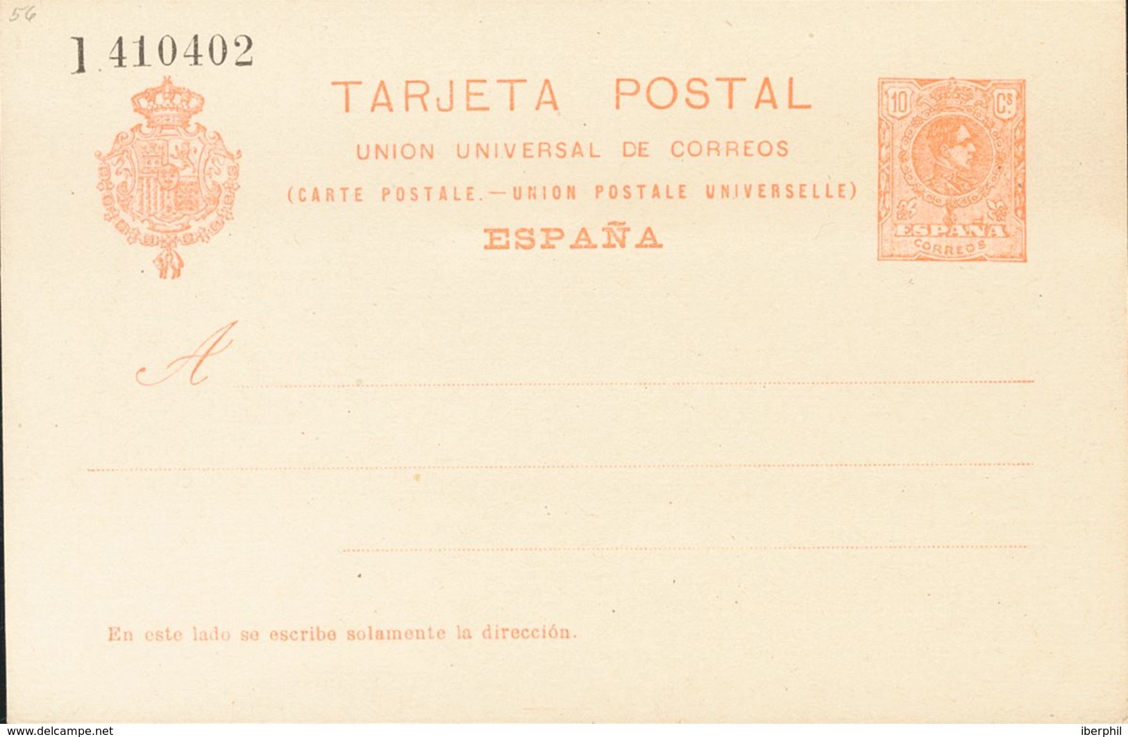 (*)EP53. 1910. 10 Cts Naranja Sobre Tarjeta Entero Postal. MAGNIFICA. Edifil 2019: 45 Euros - Other & Unclassified