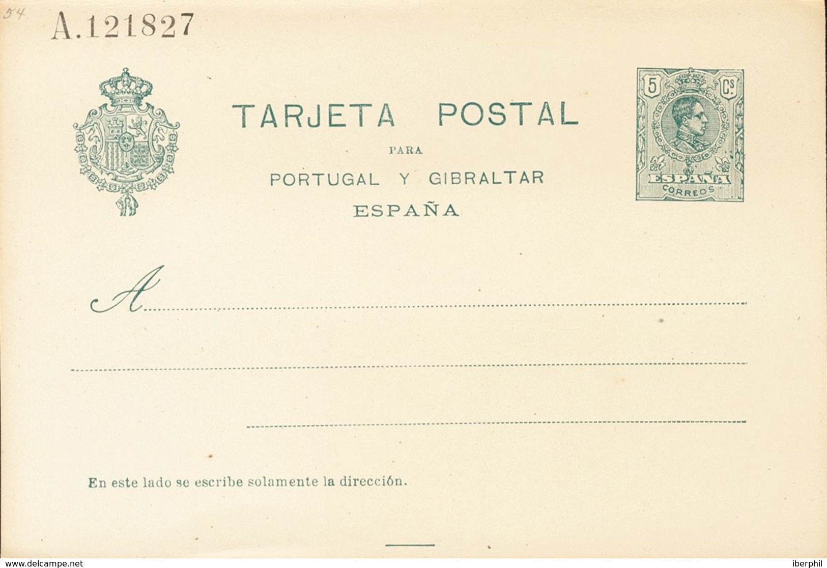 (*)EP55. 1916. 5 Cts Verde Sobre Tarjeta Entero Postal. MAGNIFICA. Edifil 2020: 112 Euros - Autres & Non Classés