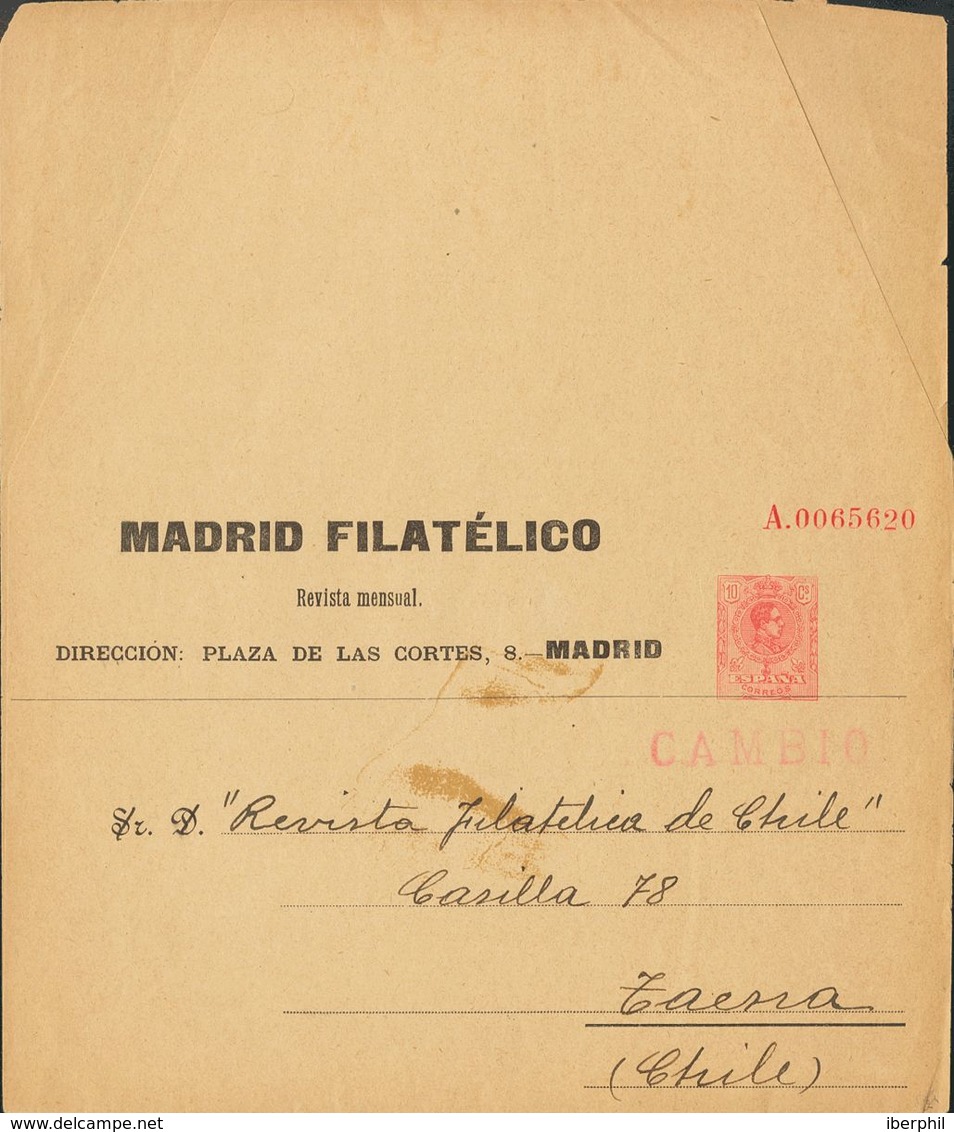(*)EP202. 1910. 10 Cts Rosa Sobre Faja Periódicos De Un Entero Postal Privado MADRID FILATELICO (sin Plegar Y Sin Circul - Andere & Zonder Classificatie