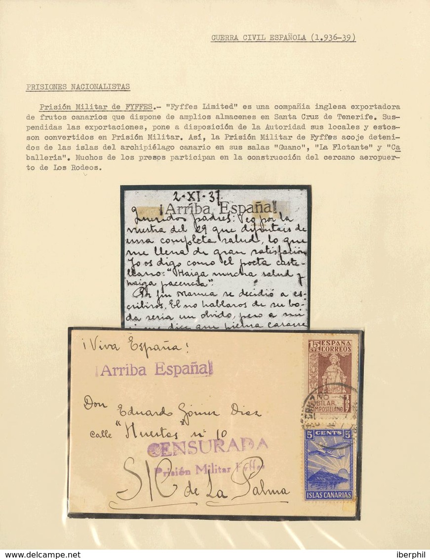 Sobre . (1937ca). Interesante Conjunto Con Veintitrés Cartas Y Tarjetas Postales Circuladas Entre 1937 Y 1940, La Mayorí - Verschlussmarken Bürgerkrieg
