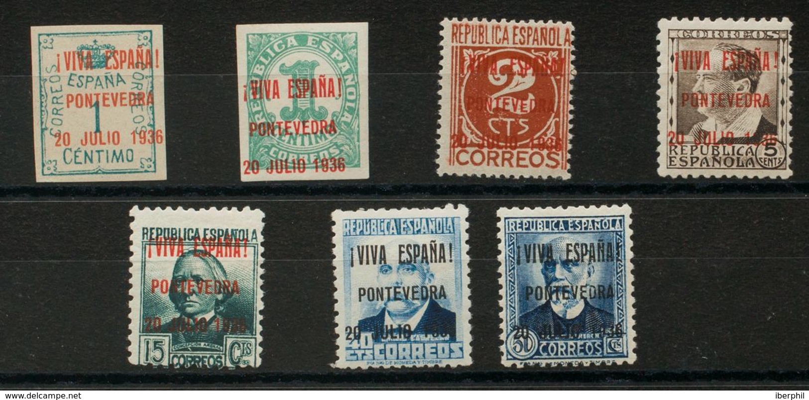 *1/2hcc,5hcc,6hcc,8hcc,13/14hcc. 1936. 1 Cts Verde, 1 Cts Verde, 2 Cts Castaño, 5 Cts Castaño Negro, 15 Cts Verde Gris,  - Nationalistische Uitgaves